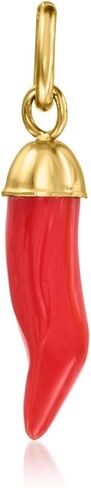 مجموعة Pure من تصميم Ross-Simons Coral Italian Horn Charm من الذهب الأصفر عيار 14 قيراطًا in Kuwait