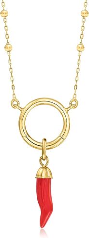 مجموعة Pure من تصميم Ross-Simons Coral Italian Horn Charm من الذهب الأصفر عيار 14 قيراطًا in Kuwait