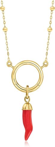مجموعة Pure من تصميم Ross-Simons Coral Italian Horn Charm من الذهب الأصفر عيار 14 قيراطًا in Kuwait