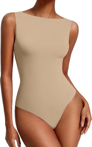Avidlove Women's Boat Neck Bodysuits Double Lined Tank Body Suits Seamless Fitte One Piece Going Out Top Outfits in Saudi Arabia