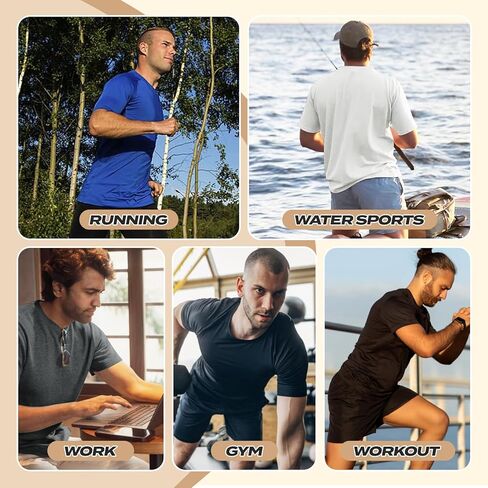BOOJO Workout Mens Shirts - Casual Black Quick Dry Moisture Wicking T-Shirts Crew Neck Short Sleeve for Gym Athletic Running in Kuwait