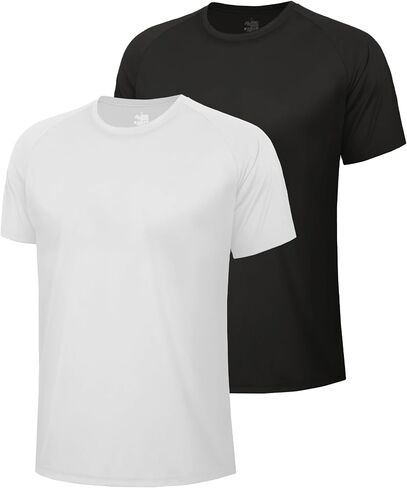 BOOJO Workout Mens Shirts - Casual Black Quick Dry Moisture Wicking T-Shirts Crew Neck Short Sleeve for Gym Athletic Running in Kuwait