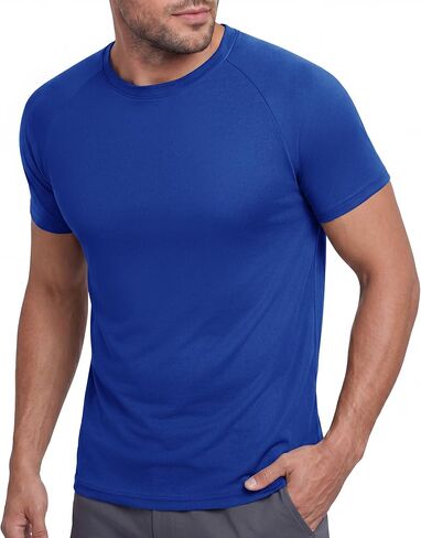 BOOJO Workout Mens Shirts - Casual Black Quick Dry Moisture Wicking T-Shirts Crew Neck Short Sleeve for Gym Athletic Running in Kuwait