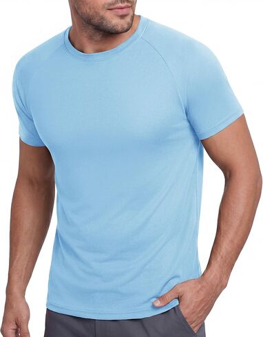 BOOJO Workout Mens Shirts - Casual Black Quick Dry Moisture Wicking T-Shirts Crew Neck Short Sleeve for Gym Athletic Running in Kuwait