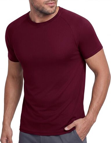 BOOJO Workout Mens Shirts - Casual Black Quick Dry Moisture Wicking T-Shirts Crew Neck Short Sleeve for Gym Athletic Running in Kuwait