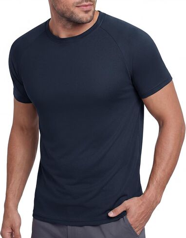 BOOJO Workout Mens Shirts - Casual Black Quick Dry Moisture Wicking T-Shirts Crew Neck Short Sleeve for Gym Athletic Running in Kuwait