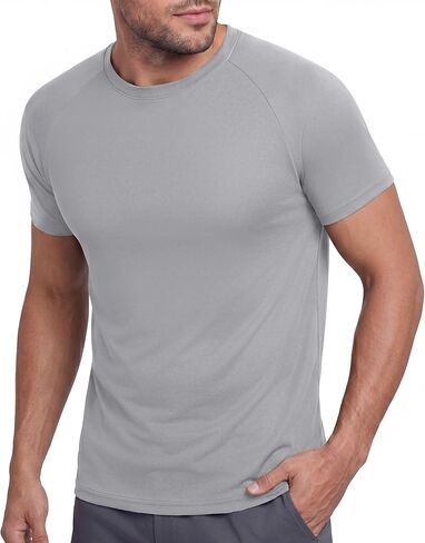 BOOJO Workout Mens Shirts - Casual Black Quick Dry Moisture Wicking T-Shirts Crew Neck Short Sleeve for Gym Athletic Running in Kuwait