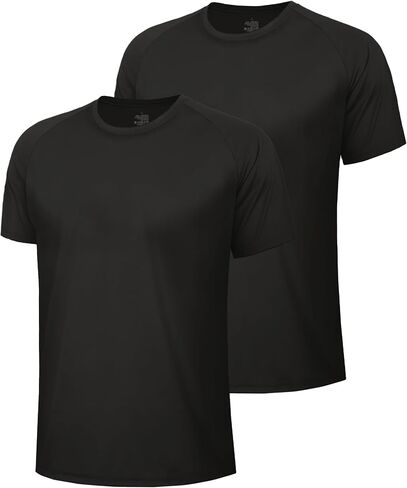 BOOJO Workout Mens Shirts - Casual Black Quick Dry Moisture Wicking T-Shirts Crew Neck Short Sleeve for Gym Athletic Running in Kuwait