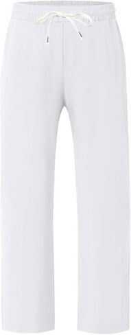 WENKOMG1 Mens Casual Sweatpants, Baggy Open Bottom Elastic Waist Casual Cotton Linen Sweatpants with Pockets, M-3XL in Kuwait