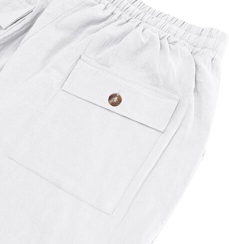 WENKOMG1 Mens Casual Sweatpants, Baggy Open Bottom Elastic Waist Casual Cotton Linen Sweatpants with Pockets, M-3XL in Kuwait