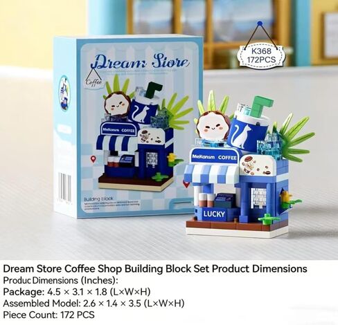 1 Piece Coffee Shop Hand-Assembled Figurine, Mini Street Scene Desk Decor, Urban Theme Collectible Statue for Home Office Shelf in Kuwait
