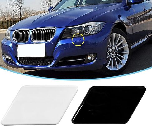 Front Bumper Headlight Washer Nozzle Cover Cap Painted for BMW 3 Series E90 E91 2009-2011 61677211209 61677211210 (Black,Painted Right Passenger Side) in Kuwait