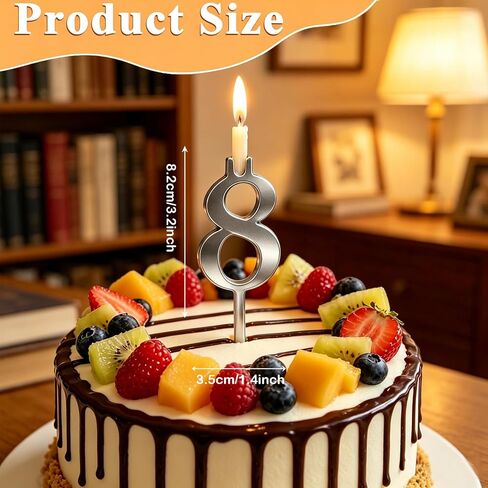 2 Sets Number Birthday Candle Holder Set, Gold & Silver Metal Number Candle Holder with 24pcs Spiral Candles, Adjustable Candles Stand Decorations, Eco-Friendly Baking Accessories in Kuwait