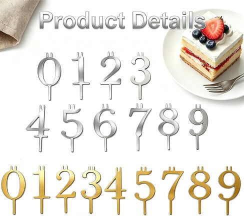 2 Sets Number Birthday Candle Holder Set, Gold & Silver Metal Number Candle Holder with 24pcs Spiral Candles, Adjustable Candles Stand Decorations, Eco-Friendly Baking Accessories in Kuwait