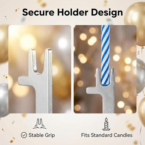 2 Sets Number Birthday Candle Holder Set, Gold & Silver Metal Number Candle Holder with 24pcs Spiral Candles, Adjustable Candles Stand Decorations, Eco-Friendly Baking Accessories in Kuwait