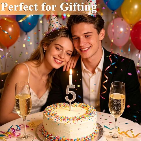 2 Sets Number Birthday Candle Holder Set, Gold & Silver Metal Number Candle Holder with 24pcs Spiral Candles, Adjustable Candles Stand Decorations, Eco-Friendly Baking Accessories in Kuwait