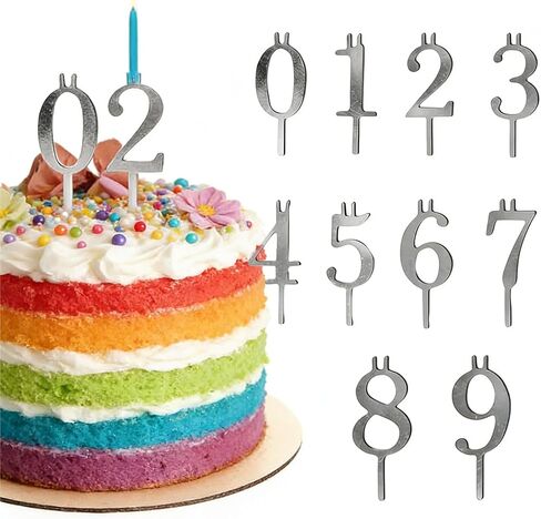 Reusable Number Candle Holder Set – Silver Stainless Steel Adjustable Birthday Cake Candle Holders for Birthday Cake Decorations, Anniversary Party Supplies, Eco-Friendly Baking Accessories 1pcs in Saudi Arabia