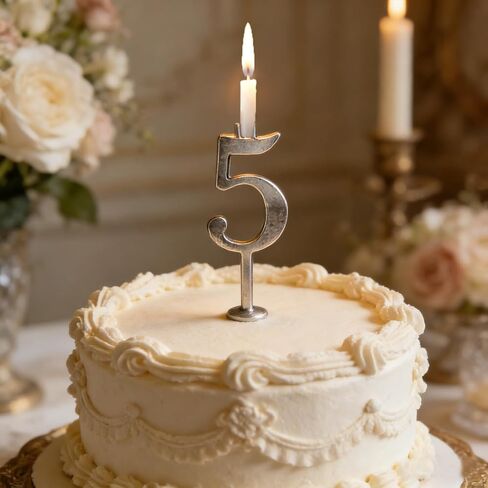 Reusable Number Candle Holder Set – Silver Stainless Steel Adjustable Birthday Cake Candle Holders for Birthday Cake Decorations, Anniversary Party Supplies, Eco-Friendly Baking Accessories 1pcs in Saudi Arabia