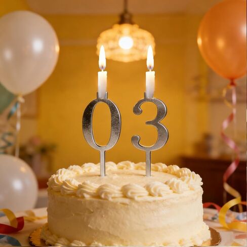 Reusable Number Candle Holder Set – Silver Stainless Steel Adjustable Birthday Cake Candle Holders for Birthday Cake Decorations, Anniversary Party Supplies, Eco-Friendly Baking Accessories 1pcs in Saudi Arabia
