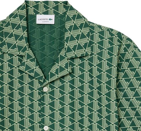 قميص بيجامة من قماش البوبلين بطبعة Monogram للرجال من Lacoste in Kuwait