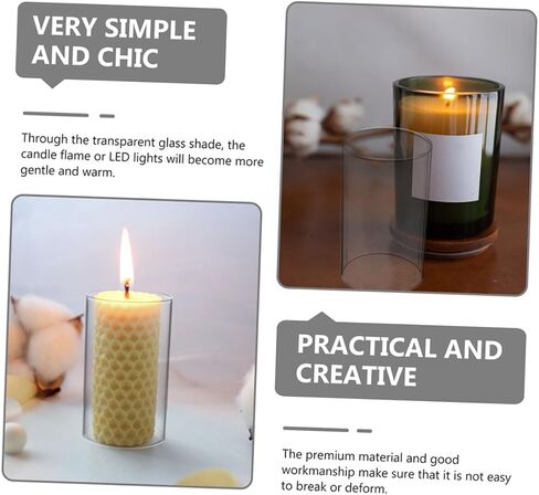 2pcs Candle Shade Wedding Candles Decor Taper Chimney Tube Holder Transparent Glass Dome Open Both End Chimney Tube Decorative Cover Classic Cap in Kuwait
