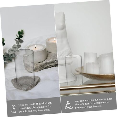 2pcs Candle Shade Wedding Candles Decor Taper Chimney Tube Holder Transparent Glass Dome Open Both End Chimney Tube Decorative Cover Classic Cap in Kuwait