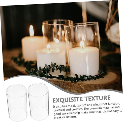 2pcs Candle Shade Wedding Candles Decor Taper Chimney Tube Holder Transparent Glass Dome Open Both End Chimney Tube Decorative Cover Classic Cap in Kuwait