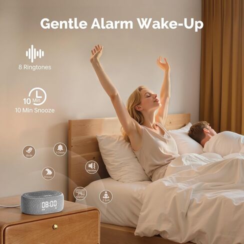 1Mii White Noise Machine with Alarm Clock, Sound Machine for Sleep for Adult Baby, Smart App Controlled，30 Soothing Sounds, Sleeping Timer, Dimmable 7-Color Night Light, 30 Volume Levels - Grey in Kuwait