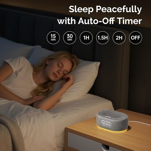 1Mii White Noise Machine with Alarm Clock, Sound Machine for Sleep for Adult Baby, Smart App Controlled，30 Soothing Sounds, Sleeping Timer, Dimmable 7-Color Night Light, 30 Volume Levels - Grey in Kuwait