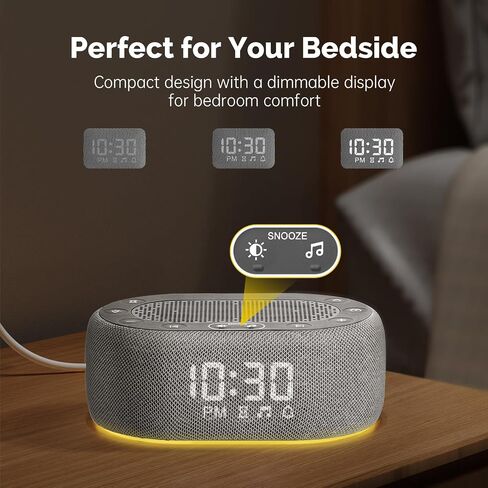 1Mii White Noise Machine with Alarm Clock, Sound Machine for Sleep for Adult Baby, Smart App Controlled，30 Soothing Sounds, Sleeping Timer, Dimmable 7-Color Night Light, 30 Volume Levels - Grey in Kuwait