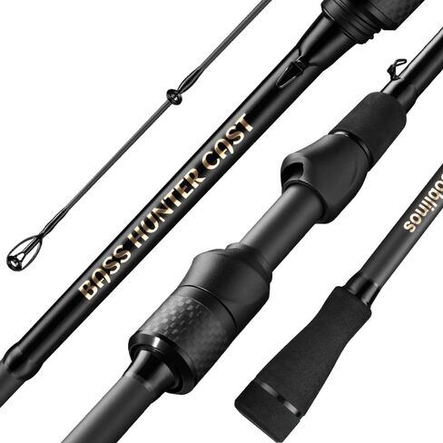 ROOBLINOS BASS Hunter 6.9ft Casting Spinning Freshwater Saltwater Rod Heavy Power Fast Action Fishing Pole 2-Piece Black Lightweight Sensitive Graphite Rod for Bass & Pike Lake River Boat Fishing in Kuwait