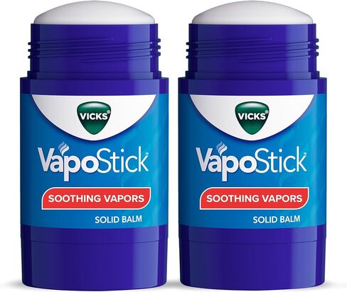 Vicks VapoStick, Solid Balm, No Mess, Soothing Non-Medicated Vicks Vapors, Easy-To-Use No-Touch Applicator, Quick Dry, Lightweight Skin Feel, 1.25oz x 2 in Kuwait