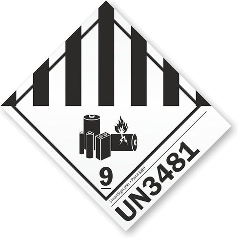SmartSign "Hazard Class 9 - UN3091" Lithium Battery Shipping Labels | 4.5" x 4.75" Semi-Gloss Paper, 250 Labels/Roll, Made in USA in Saudi Arabia