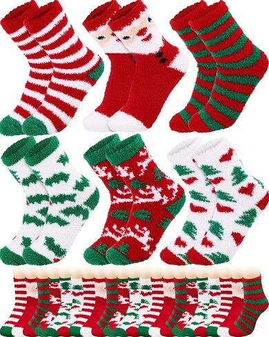Taiyin 80 Pairs Kids Christmas Fuzzy Socks Bulk Fluffy Winter Warm Slipper Sock Plush Soft Xmas Gifts in Kuwait