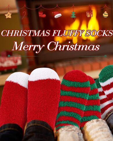 Taiyin 80 Pairs Kids Christmas Fuzzy Socks Bulk Fluffy Winter Warm Slipper Sock Plush Soft Xmas Gifts in Kuwait