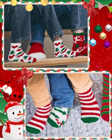 Taiyin 80 Pairs Kids Christmas Fuzzy Socks Bulk Fluffy Winter Warm Slipper Sock Plush Soft Xmas Gifts in Kuwait