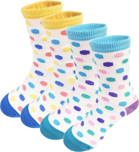 Non-Slip Toddler Socks, Grip Ankle Socks for Girls 2-4 Years (Fits 7C-11C), Colorful Polka Dot, Combed Cotton, Star Grip Bottoms, 2-Pack in Saudi Arabia