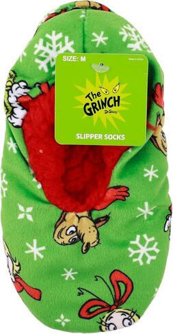 Bioworld The Grinch All-Over Character Print Youth Green Slipper Socks in Kuwait