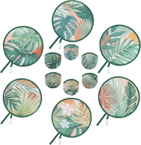Cobahom 6 PCS 9.8" Handheld Fan Foldable for Women Round Folding Fan for Cooling Summer Hand Fans for Outdoor Party Camping Wedding (Plant) in Saudi Arabia
