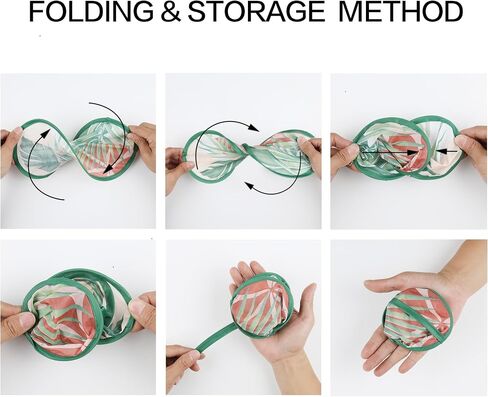 Cobahom 6 PCS 9.8" Handheld Fan Foldable for Women Round Folding Fan for Cooling Summer Hand Fans for Outdoor Party Camping Wedding (Plant) in Saudi Arabia