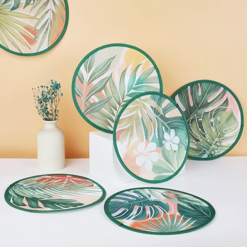 Cobahom 6 PCS 9.8" Handheld Fan Foldable for Women Round Folding Fan for Cooling Summer Hand Fans for Outdoor Party Camping Wedding (Plant) in Saudi Arabia