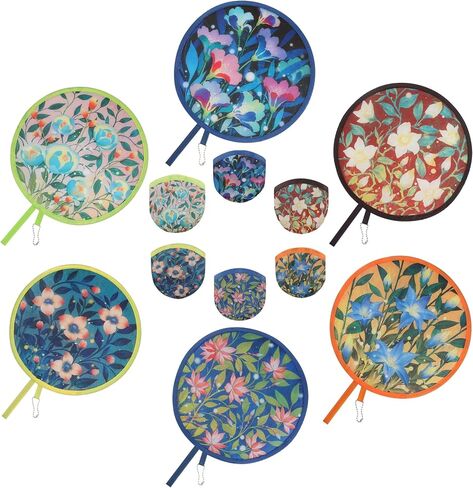 Cobahom 6 PCS 9.8" Handheld Fan Foldable for Women Round Folding Fan for Cooling Summer Hand Fans for Outdoor Party Camping Wedding (Plant) in Saudi Arabia