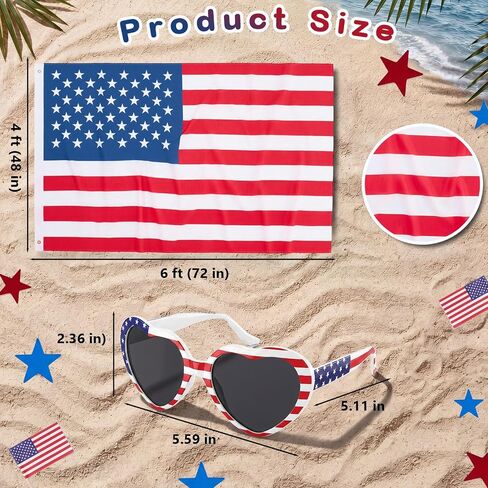 JaGely 4pk Patriotic Outfit Bikini Swimsuit American Flag Cape Western Cowboy Hat Sunglasses for 4th of July Independence Day in Kuwait