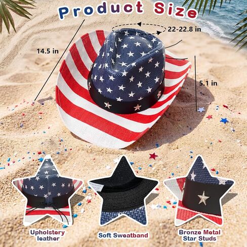 JaGely 4pk Patriotic Outfit Bikini Swimsuit American Flag Cape Western Cowboy Hat Sunglasses for 4th of July Independence Day in Kuwait
