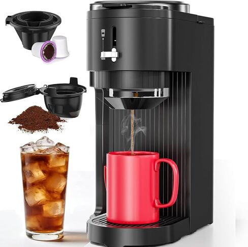 COWSAR Single Serve Coffee Maker, Coffee Brewer for K-Cups Pods and Ground Coffee, Capsule Coffee Machine with 40 oz Water Tank, 5 Brew Sizes Up To 14 Oz, Black in Kuwait