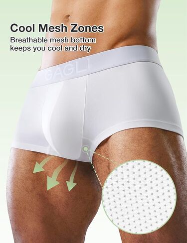 Men's Ultra Comfort Trunks Underwear, Breathable Mesh Boxer Briefs Short Leg 1.5" Inseam Soft Cotton Modal Blend S-XXL in Saudi Arabia