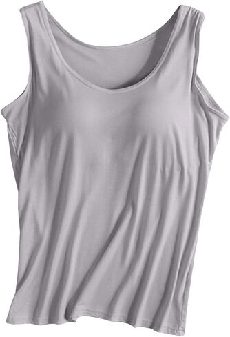 Racerback Tank with Built in Bra for Women Summer Sleeveless Wide Strap Basic Sleepwear Workout Yoga Camisole Top in Saudi Arabia