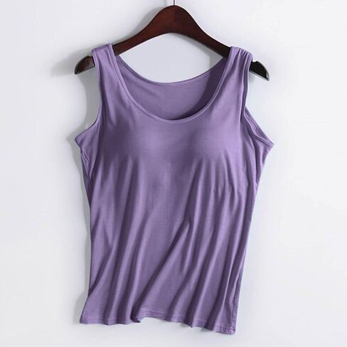 Racerback Tank with Built in Bra for Women Summer Sleeveless Wide Strap Basic Sleepwear Workout Yoga Camisole Top in Saudi Arabia