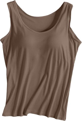 Racerback Tank with Built in Bra for Women Summer Sleeveless Wide Strap Basic Sleepwear Workout Yoga Camisole Top in Saudi Arabia