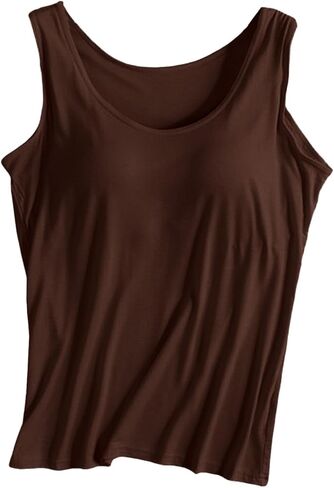 Racerback Tank with Built in Bra for Women Summer Sleeveless Wide Strap Basic Sleepwear Workout Yoga Camisole Top in Saudi Arabia